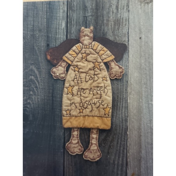 4 Primitive Art Patterns: Cat/School house/ Angels/seasonal‎ Stitchers - Picture 1 of 5